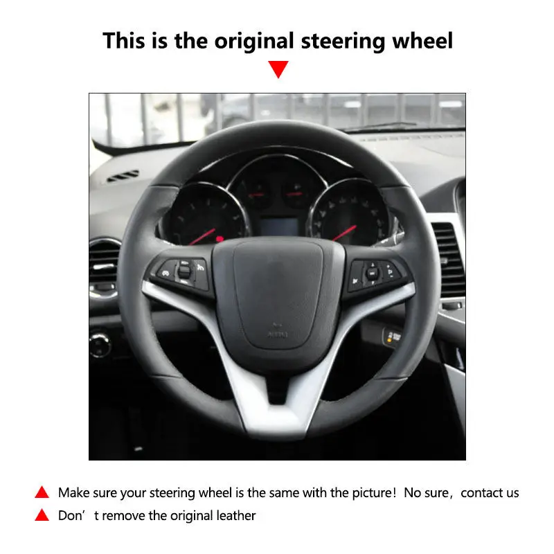 

Car Steering Wheel Black Leather Cover Trim For Chevrolet Cruze 2009-2014 Aveo 2011-2014 Orlando 2010-2015 Ravon R4 2016-2018