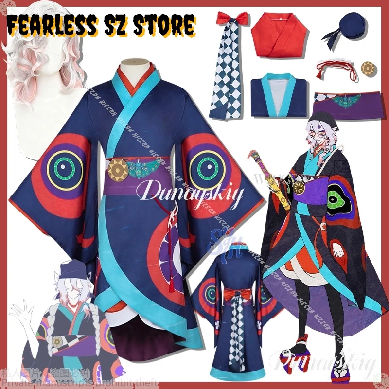 Gato peludo antropomórfico fantasma Anime película lluvia Cosplay Japón Ukiyoe estilos Kimono Retro precioso vestido largo fiesta de Halloween