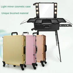 New Trolley cosmetic case Rolling luggage Makeup Toolbox,Detachable Foldable Beauty Box dressing table suitcase bag Professional