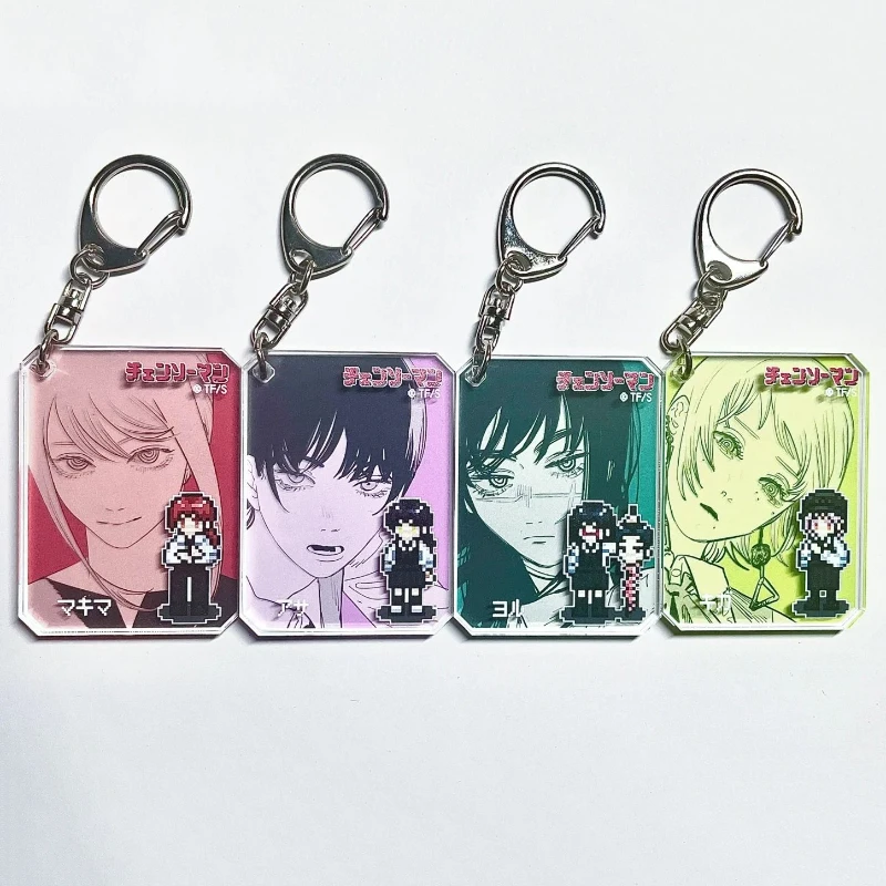 Anime Makima Mitaka Asa Cosplay Keychain Acrylic Keyring Unisex Key Chain Backpack Decoration Party Prop view 2