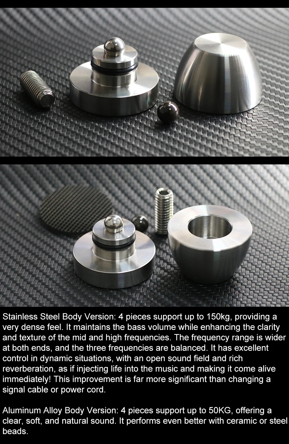 M8 Bar Keramikfuß Stoßdämpfer Edelstahl Aluminium Standfuß CD-Player Lautsprecher Leistungsverstärker HiFi Isolationsfüße – Detail 4