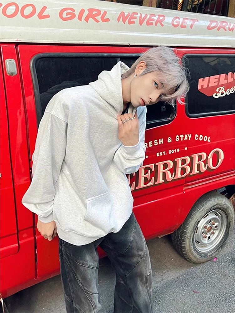 

Heavyweight Hoodie Men's Teenage White ey American Sle Oversize Couple's Clothing Casual Loose Fit Cotton Polyester