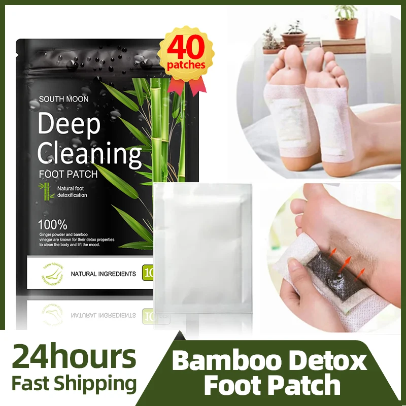 

Detox Foot Patch Body Toxin Detoxification Deep Cleaning Slimming Stress Relief Sticker Natural Bamboo Ginger Feet Pads 20/40pcs