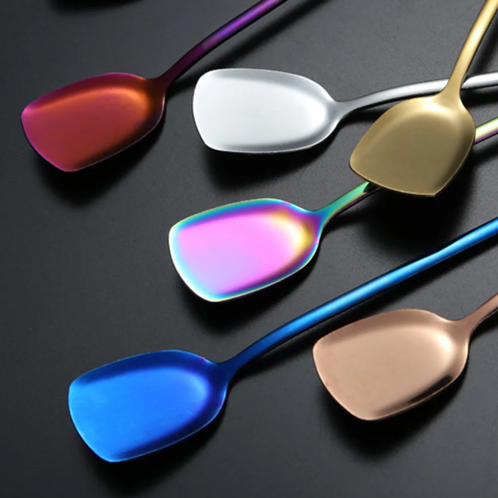 

6Pcs Stainless Steel Ice Cream Spoon Long Handle Creative Shape Fine Workmanship Safe for Usage in Various Settings