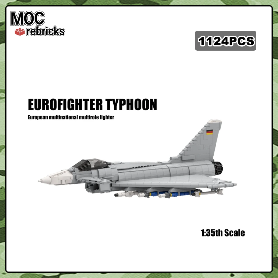 

MOC Military Weapons Eurofighter Typhoon Aerial Reconnaissance Fighter Building Block Assemble Model Brick Toys Kids Gift