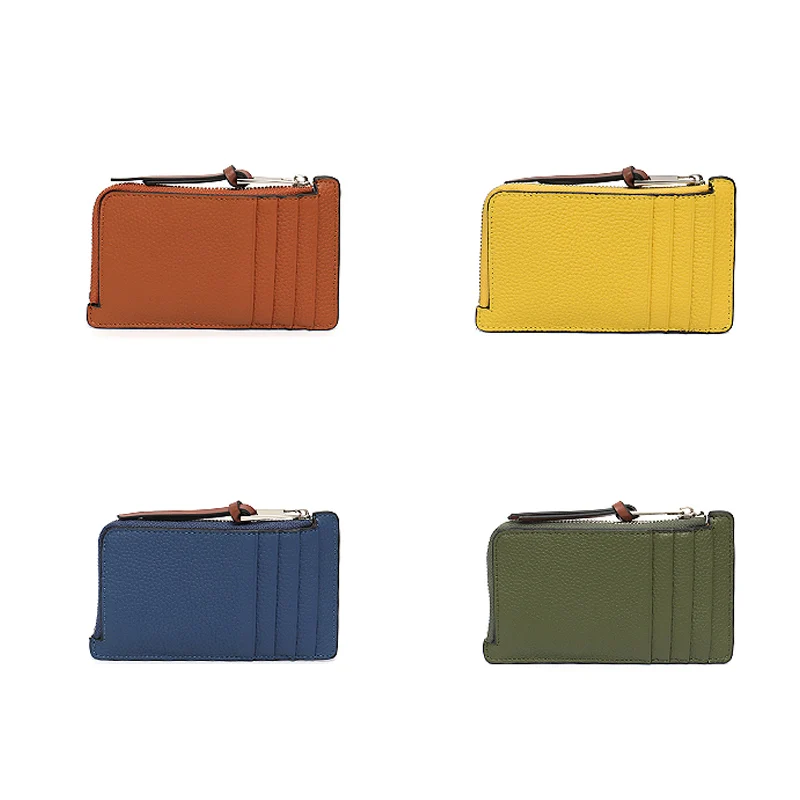 SC-Porte-cartes en cuir véritable pour femme, portefeuille de luxe multi-poches, petit sac d'argent à fermeture éclair, porte-monnaie portable en cuir de vachette, porte-documents pour abonnés