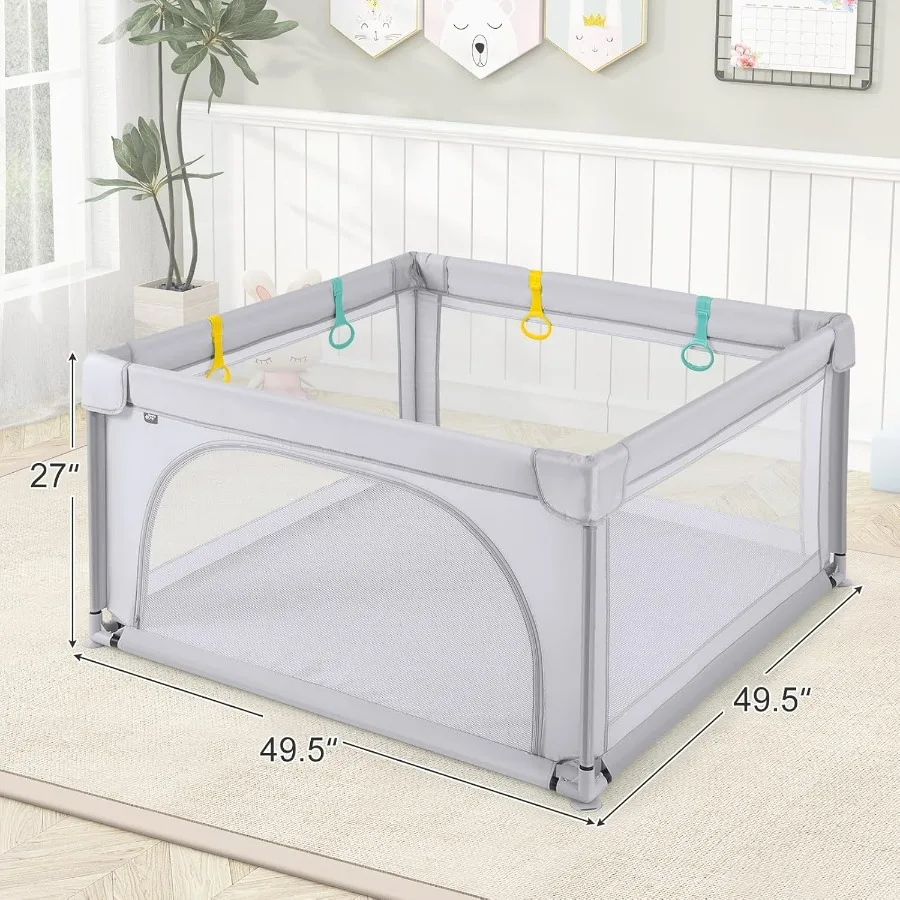 Cercadinho para bebês Extra Grande Playard para bebês com 50 bolas oceânicas Portões de segurança infantis com ventosas antiderrapantes Cercas com respirável