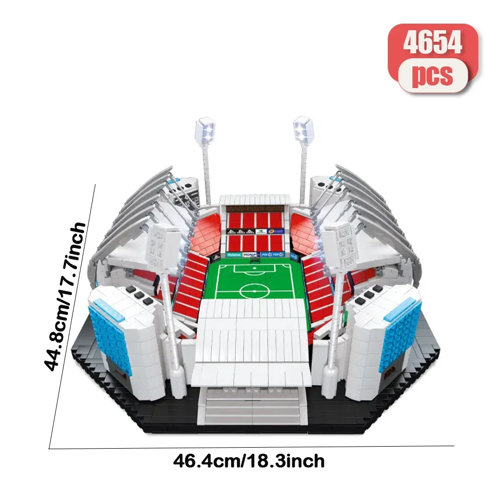 4654pcs Soccer Field Model Building Blocks Set Create Adorable Street Views Architectural for Room Decoration Birthday Gifts