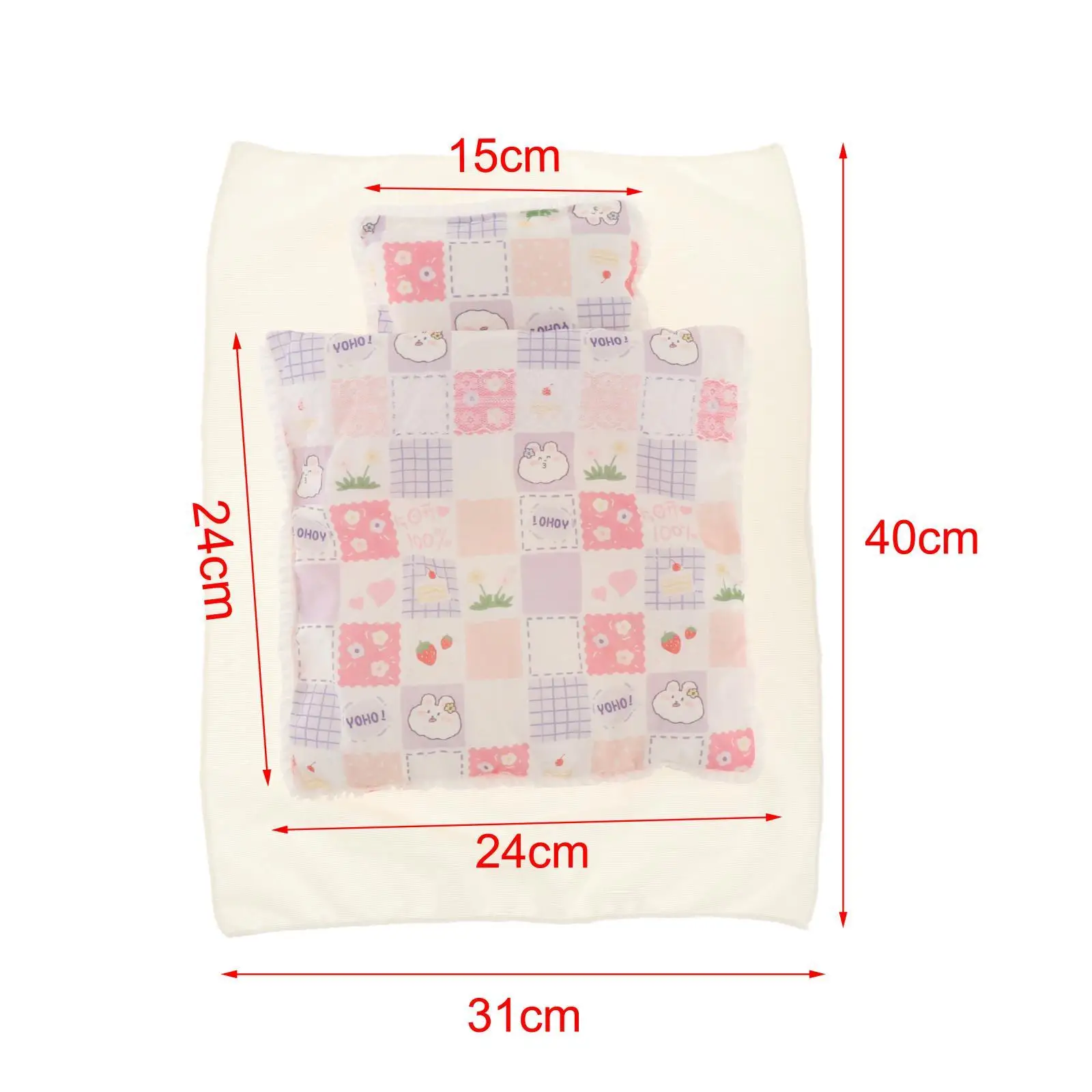 Juego de ropa de cama para muñecas, decoración de casa de muñecas, regalo de vacaciones para niñas, incluye sábana, edredón, almohada para camas de muñecas, cunas para muñecas, accesorios