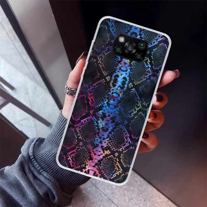 Pink Snake Skin Printing Drawing Phone Case for Xiaomi Poco X6 X5 X4 X3 Nfc F6 F5 Pro F4 Gt F3 F2 F1 M5S M4 M3 5G Soft Cover Pri