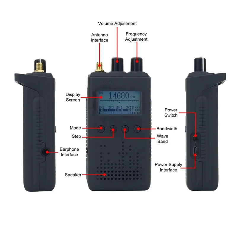 

【Top Picks】MAG662 TEF6686 DSP Full Band Radio FM/LW/MW/SW Radio Receiver With Screen Antenna Black