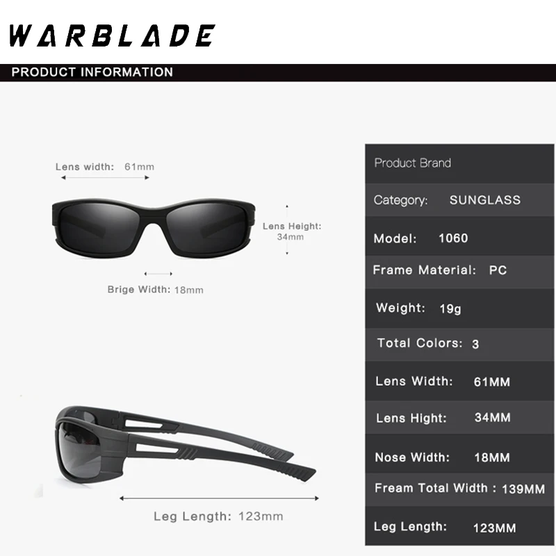 WarBLade الاستقطاب النظارات الشمسية للرجال النساء الفاخرة العلامة التجارية مصمم سائق السيارة نظارات الرؤية الليلية نظارات عالية الجودة Gafas