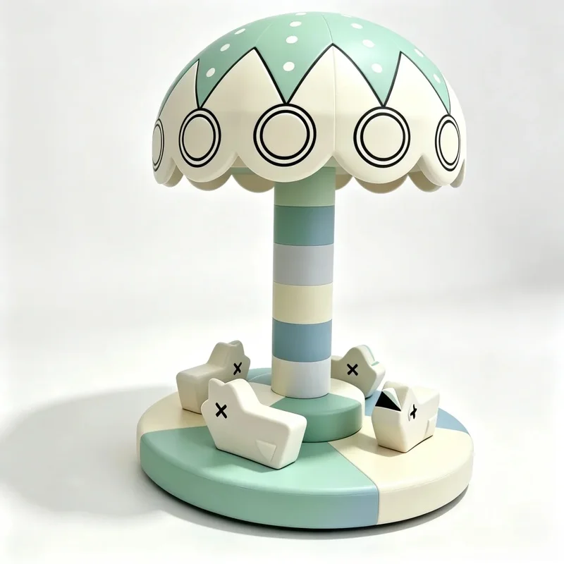 White Green Soft Play Carousel  Kids Sensory cute Animal Merry-Go-Round for Indoor Outdoor Mall Party Rental business
