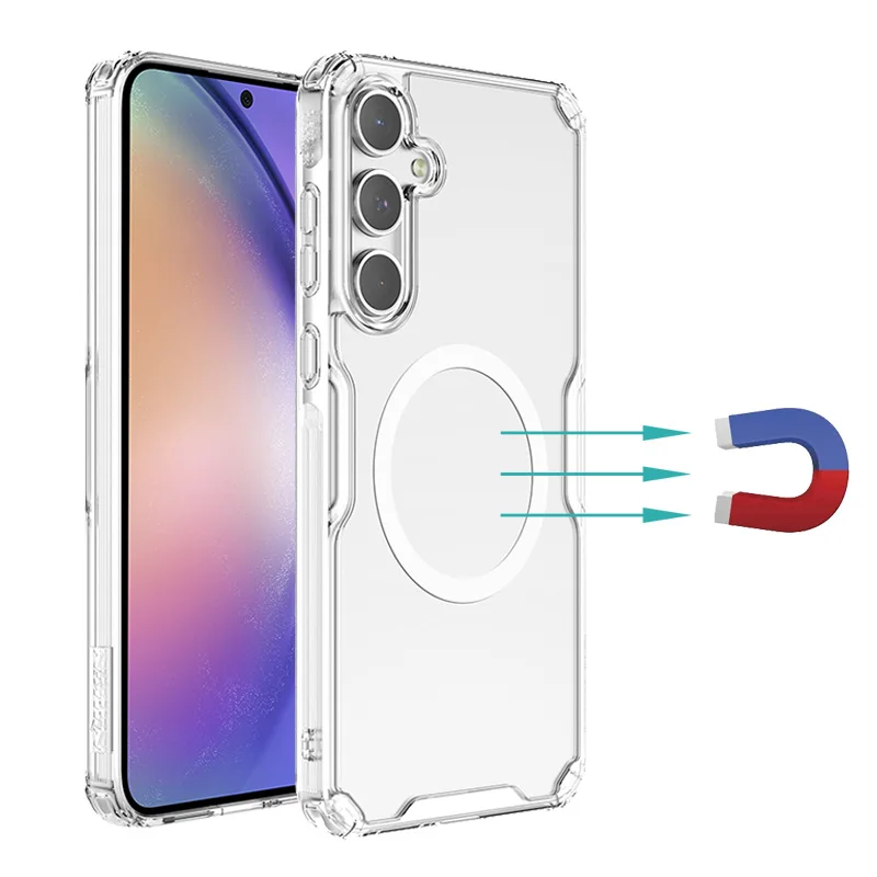 

Чехол Nillkin для Samsung Galaxy A55, магнитный прозрачный чехол из ТПУ с рамкой для Samsung A55