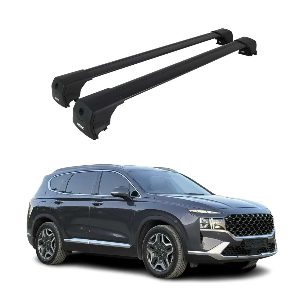 Alu Roof Cross Bars Luggage Rack for Hyundai Santa Fe 2019-2023 Black