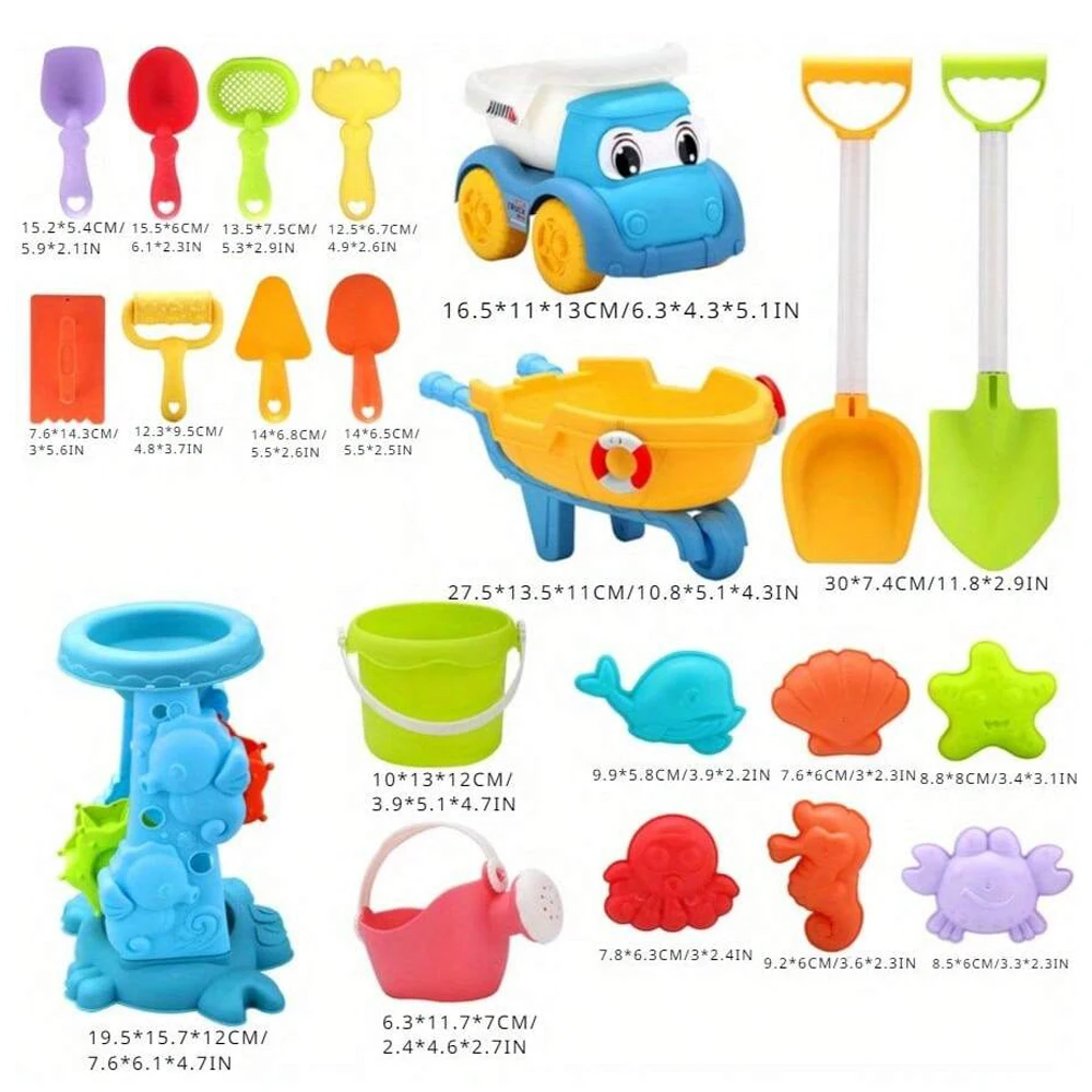 20-teiliges Strandspielzeug-Set für Kinder, Strandauto, Sandgrabspielzeug, Sommer-Strandgeschenke für Kinder, Outdoor-Tag am Strand