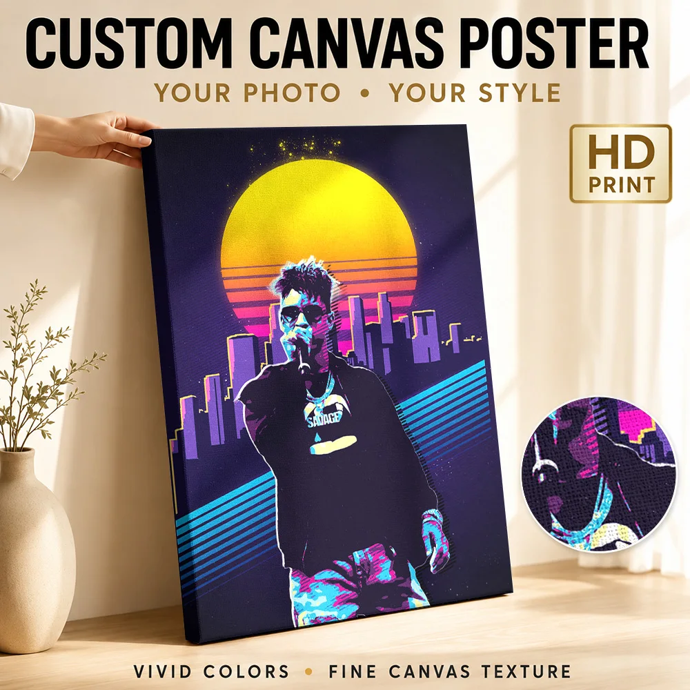 21 Savage Canvas Painting Poster Customized Photo Retro Music Wall Art for Studio Bedroom Decor Collectible Ready to Hang Gift