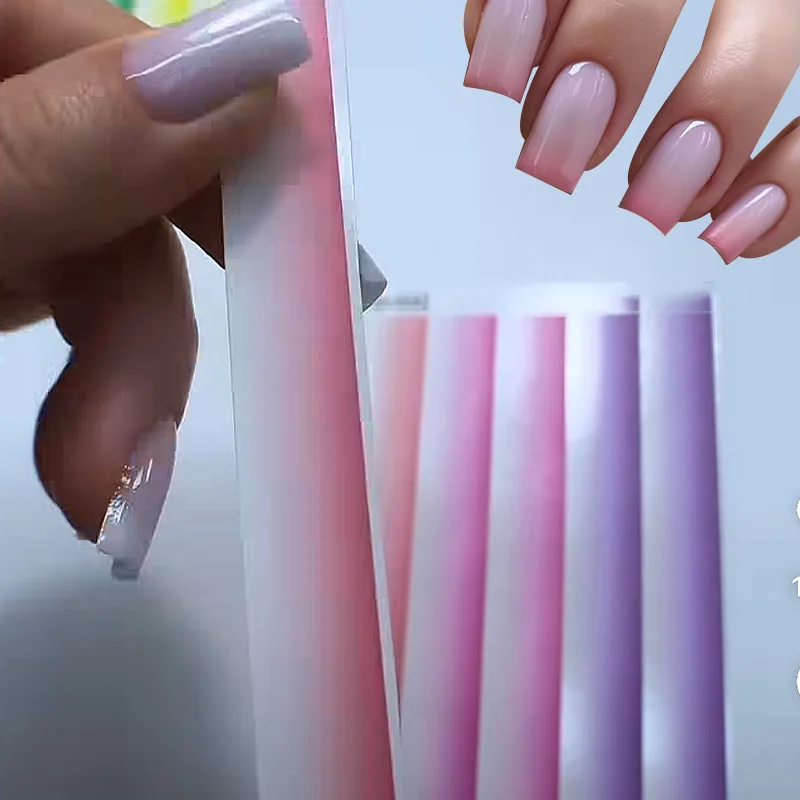 French Gradient Nail Sticker 3D Aura Red Blue Dizzy Powder Blusher Nail Decals Design Self-Adhesive Gradient Lines Decoration