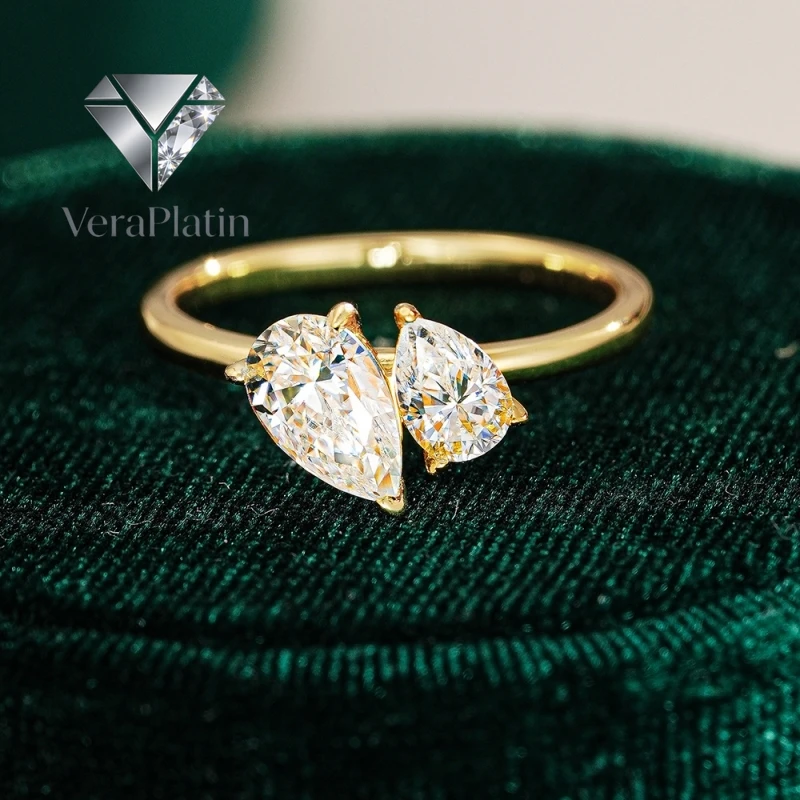 

VeraPlatin Girl Friend Valentine's Day 18K Gold Women Wedding Band 1.5CT Moissanite Diamond Lover Engagement Rings Wife Birthday