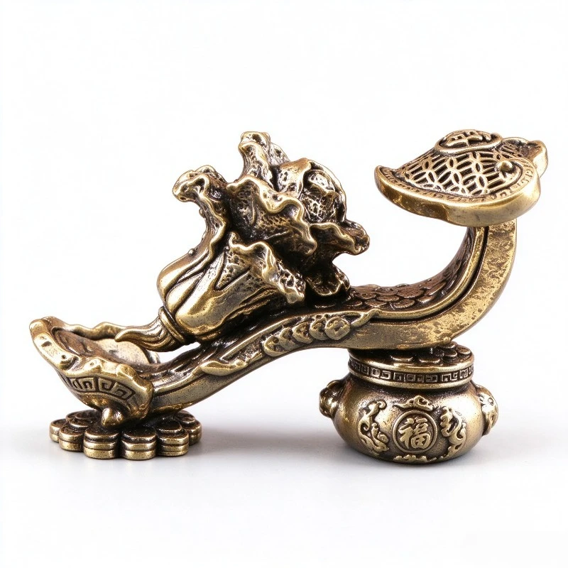 Brass Ruyi Cabbage Figurine Retro Mini Metal Desktop Table Ornament Collectible Craft Gift