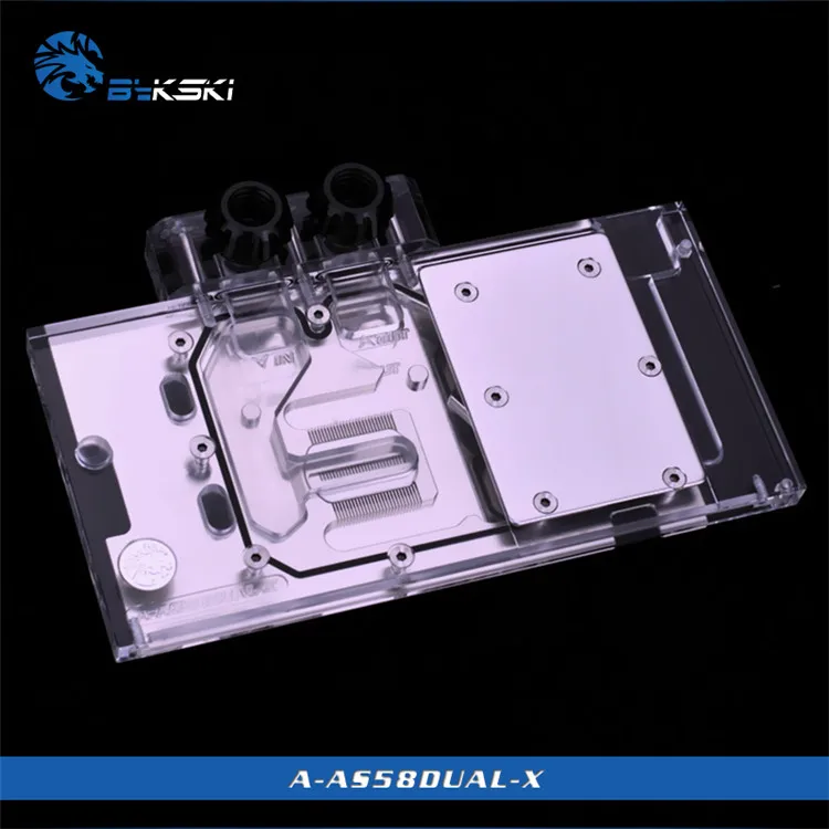 Imagem -02 - Bykski-bloco de Água para Asus Rx580-dual O8g Luz Rgb Placa Gráfica de Cobertura Completa Radiador de Cobre Bloco de Água Bloco de Cobre