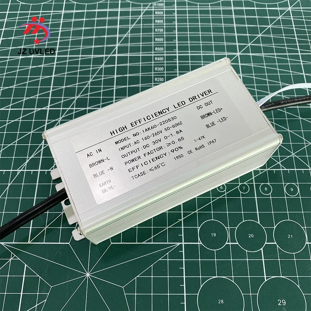 

1.8A 60W IP67 Dimming Constant Current Source For UV LED Module Gel Curing Lamps INPUT AC 160V-265V OUTPUT DC 28-30V 1800 Ma