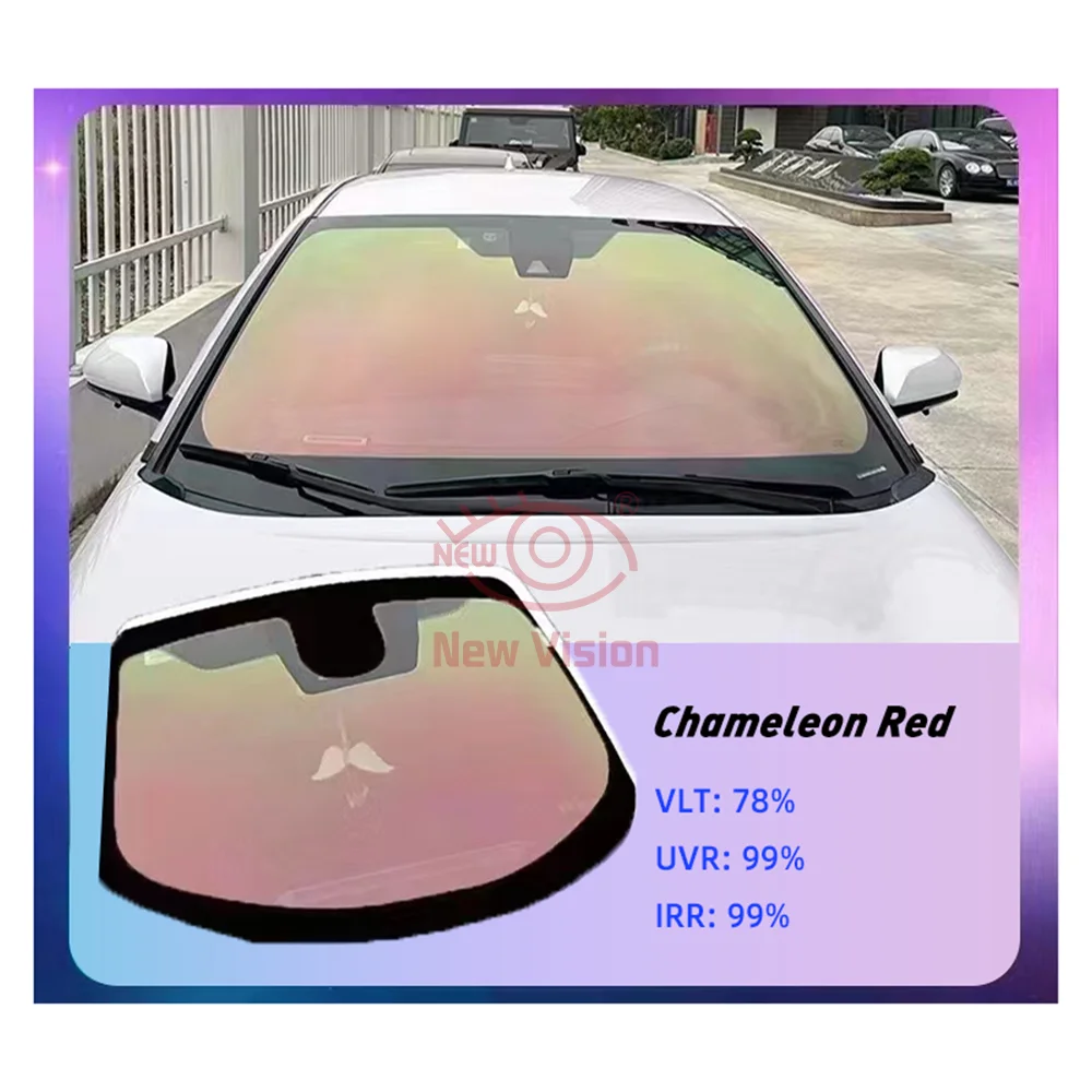 1mX6m Chameleon Rose Red 78% High Definition Window Tint Film High Insulation UV Rejection Windshield Tint Chameleon Tint Film