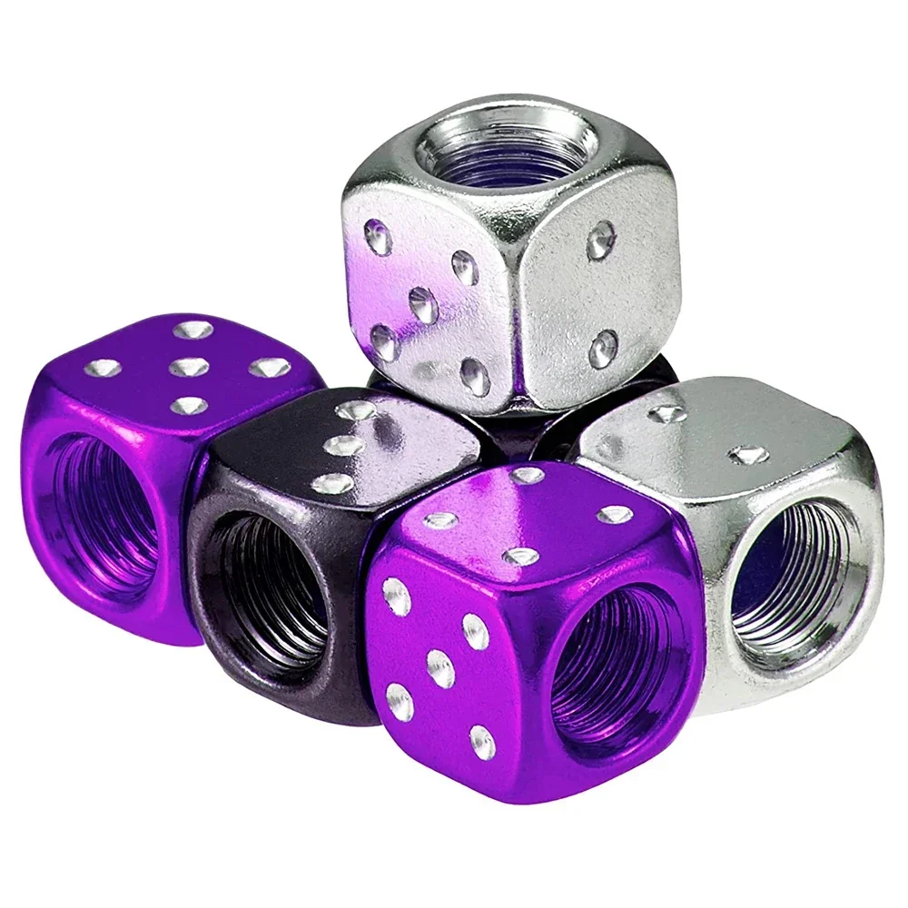 4PC Dice Style Dice Valve Cover Nipple Cover Wheel Tire Cover Tire Valve Plug Alloy Wheel ABS Car Motorcycle Each Válvula Pneu
