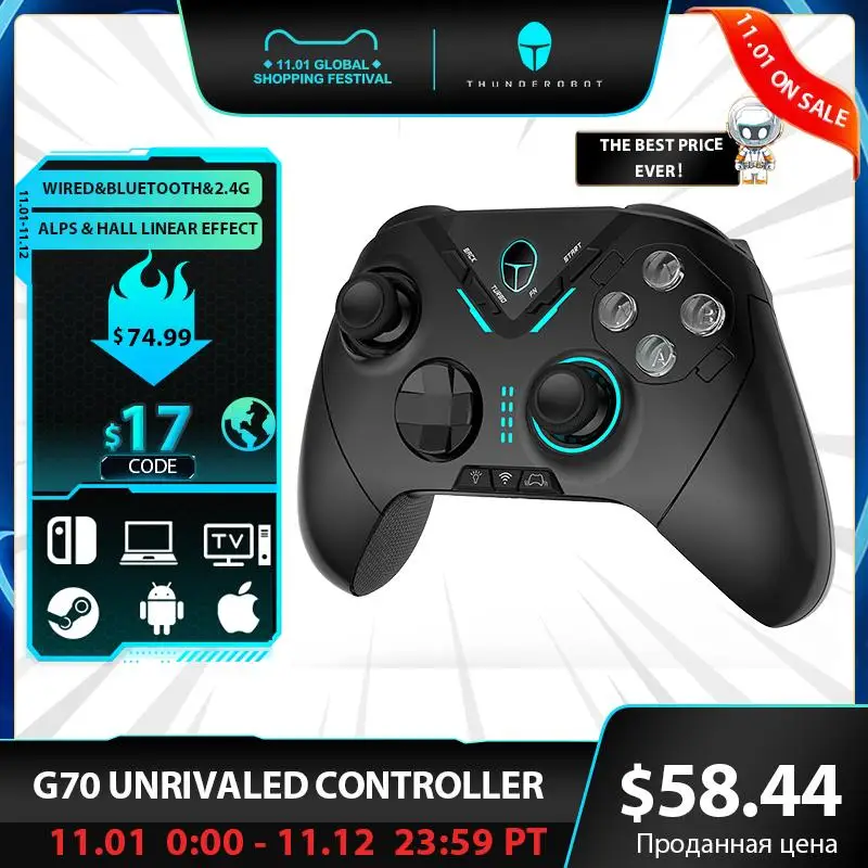 To ThundeRobot G70 Wireless Gamepad Bluetooth With Dual Vibration Game Controller For Nintendo Switch Android iPhone PC Joystick