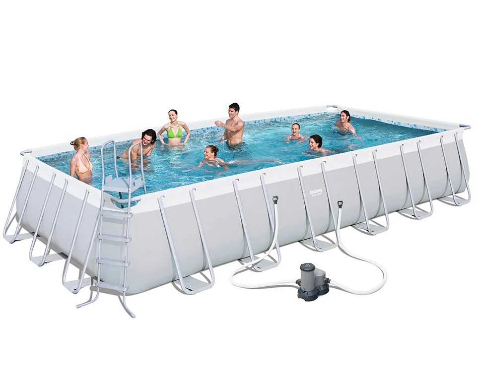 

Best 56623 31.4' x 16' x 52" power steel rectangular plastic frame family swimming pools products