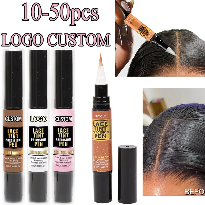 

Lace Tint Precision Pen Custom 10-50Pcs Black Brown Wig Lace Dyeing Stick Pen 5ml Lace Corrective Dye Pen Wig Accessories