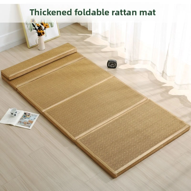 Natural Rattan Mat Breathable and Wear-Resistant Folding Mattress Sponge Sleeping Mat Four Seasons