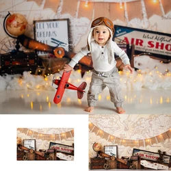 Advance World Flight Backdrops Baby Shower Kids Birthday Cake Smash Photocall Pilot Plane Backgrounds