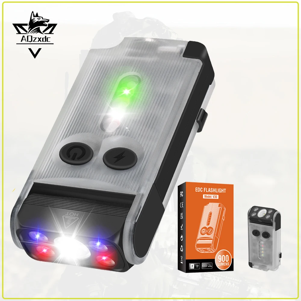 

Tactical V30 EDC LED Flashlight 180°Rotation Type-C Rechargeable Power Bank Work Light Magnet Buzzer Torch for Camping Fishing