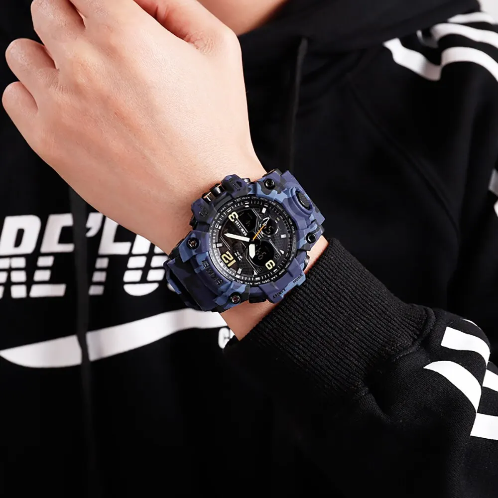 Skmei Fashion Back Light Odporne na wstrząsy zegarki sportowe Męskie 5bar Wodoodporne 2-time Chrono Cyfrowe zegarki na rękę Męskie Reloj Hombre