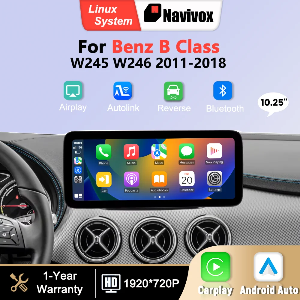 Linux Multimedia Scherm Draadloze CarPlay Android Auto voor Mercedes Benz B-Klasse W245 W246 2011-2018 GPS Navigatie BT Autoradio - afbeelding 2