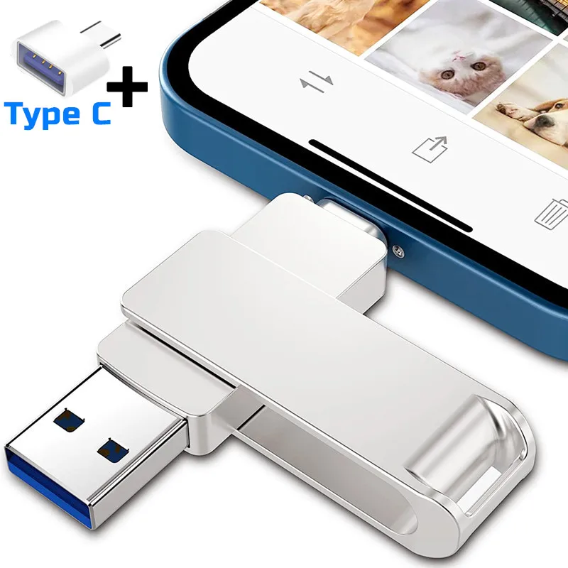 휴대폰 패드 678 USB 3.0 플래시 드라이브, 메탈 펜드라이브, 안드로이드 OTG 타입 C 메모리 스틱, 4 인 1, 128GB, 64GB, 256GB 512