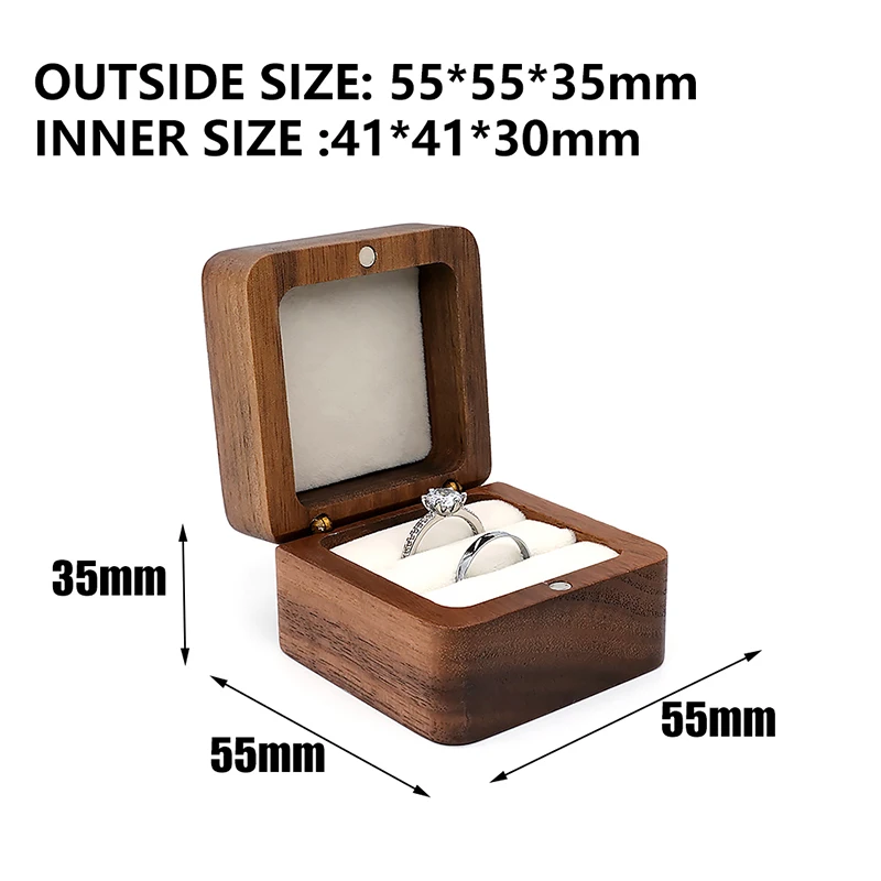 【Peace】Wood Jewelry Box Wedding Ring Box Earring Rings Organizer Box Gift Package Case