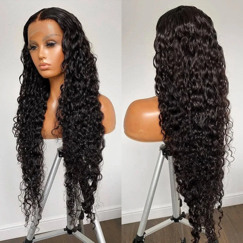 Water Wave 13x6 Lace Front Wigs Human Hair Pre Plucked 13x4 Deep Curly HD Transparent Glueless Lace Frontal Wigs For Black Women