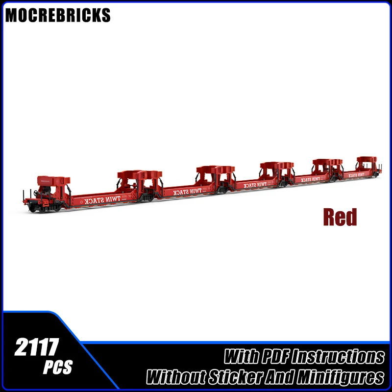 MOC City Railway Freight Trains Twin Stack Container Transport Vehicle MOC Builidng Blocks Model kid's Bricks Toys regali di natale