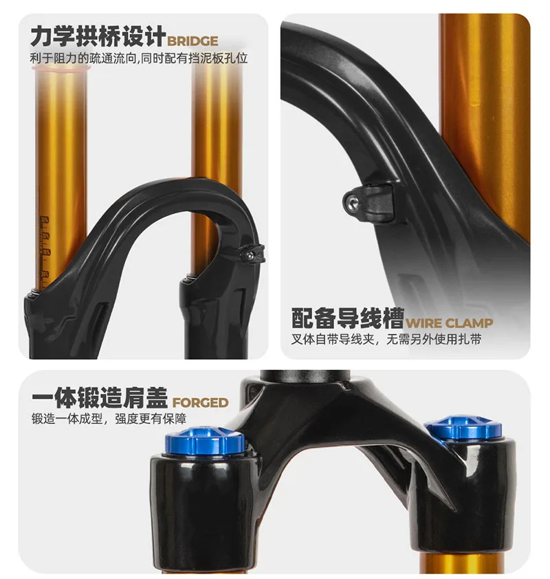 Suspension Bike Fork, DH AM Downhill, Thru Axle Boost, Bicycle Rebound Adjustable, 110mm * 15mm, Travel 160mm MTB Air