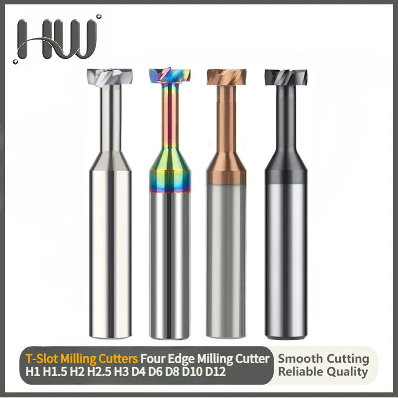 HRC55 HRC62 H1 H1.5 H2 H2.5 H3 D4 D6 D8 D10 D12 T-Slot Milling Cutters Four Edge Milling Cutter Holder CNC Milling Machine