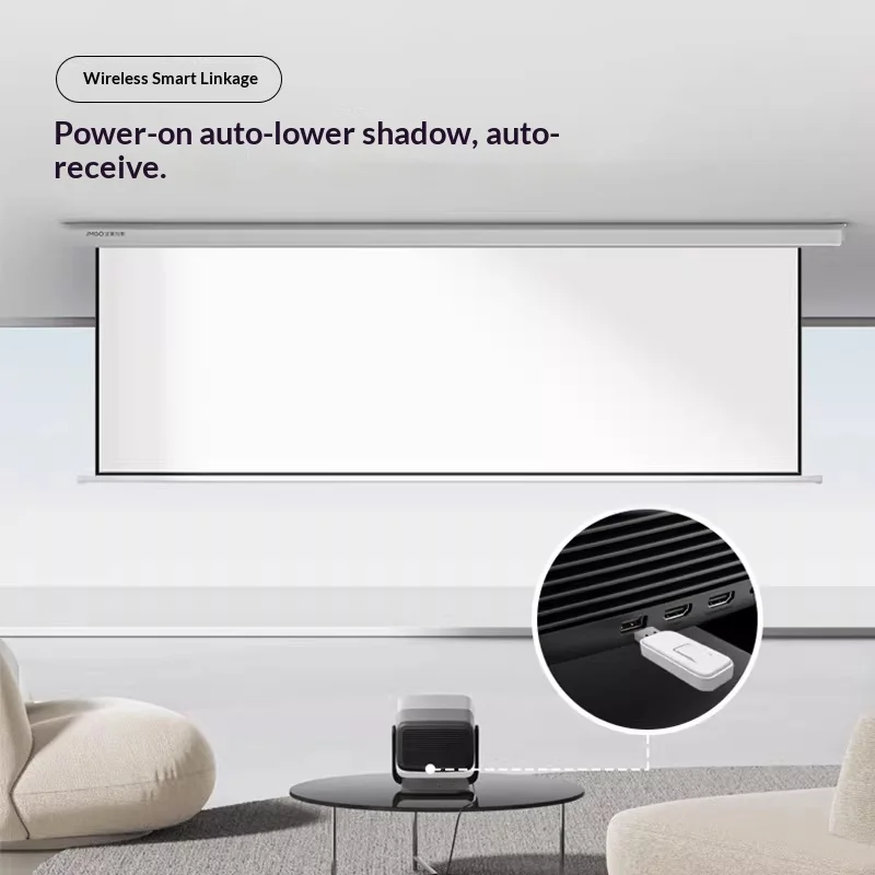 JMGO 100 Inches Projection Screen Translucent Suspension Design Projection Screen 178 Ultra-Wide Viewing Angle 50CM Adjustable