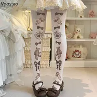 Japanese Sweet Little Bear Lolita Princess Velvet Stockings Girls Gothic Thicken Overknee Socks Women Y2K Cute Skinny JK Tights
