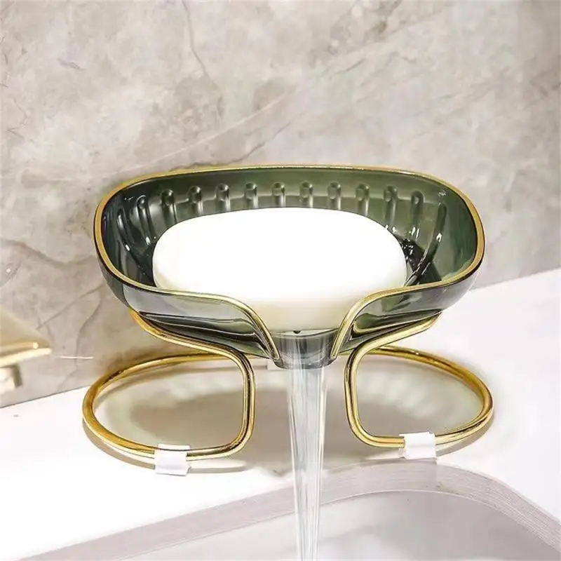 Bathroom Soap Dish Light Luxury Toilet Shower Soap Holder with Drain Water Soap Storage Case Tray Container Bathroom Gadgets