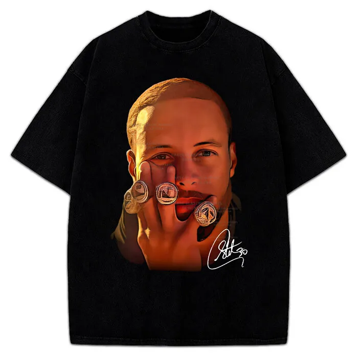 T-Shirt Grafica Dal Design Personalizzato Stephen Curry 4 Rings Muse Steph Curry Gsw