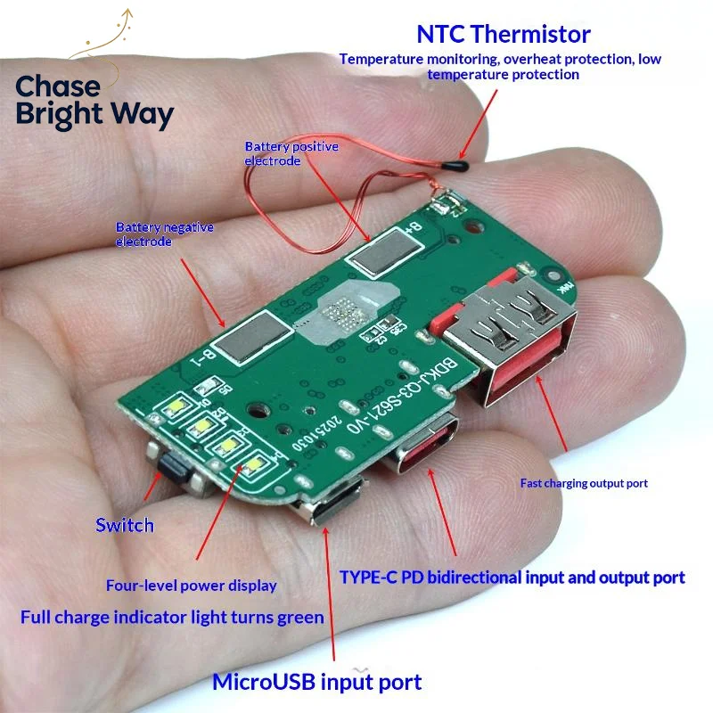 1/3Pcs S621 Power Bank Charger Module 22.5W PD QC3.0 Bidirectional Fast Charging Ultra Thin Circuit Board For DIY Power Bank