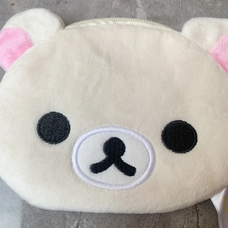 Rilakkuma Korilakkuma Plush Coin Purse Women Wallet Anime Bear Head Coin Pouch Holder Small Organizer Storage Bag