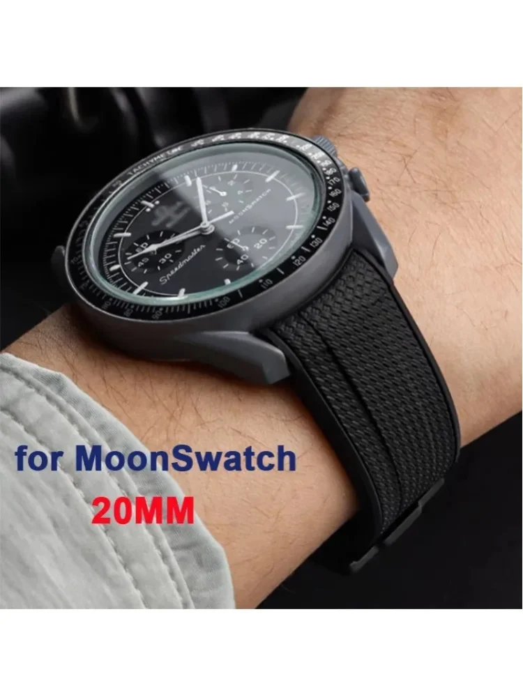 20mm pasek do nurkowania dla Omega X Swatch Joint MoonSwatch dla mężczyzn i kobiet, zakrzywiony koniec, bransoleta z gumy TPU do zegarka Rolex, narzędzia do paska. — 2