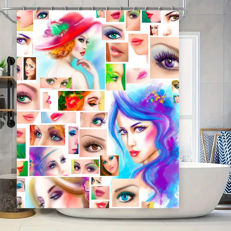 

Charming Beauty Shower Curtain Waterproof Polyester Fabric 3D Printed Bathroom Decor Home Decoration Customizable Size Available
